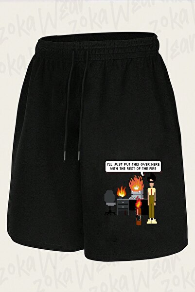 ZOKAWEAR Unisex I.T. Crowd Fire 8 Bit Design Printed Shorts