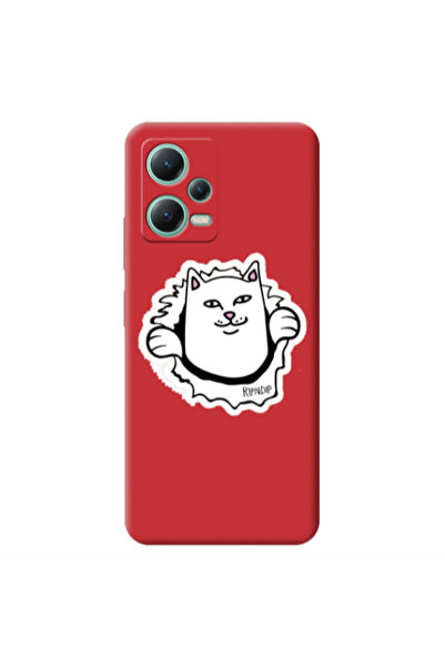 Other Xiaomi Redmi Note 12 Pro 5G White cat Red Colored Silicone TPU Θήκη