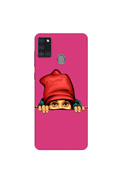 Other Samsung A21S Hidden Girl Fuchsia Colored Silicone TPU Θήκη