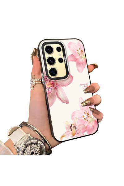 Hontinga Samsung Galaxy S24 Ultra Compatible Silicone Edge Hard Back Case Cou...