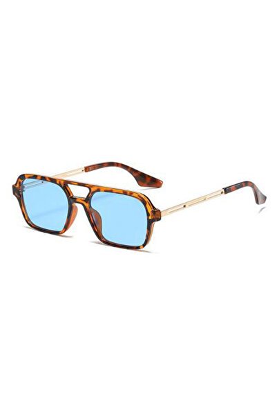 Choice7 leopard blue Double Bridge Square Frame Sunglasses Fashion New Retro ...