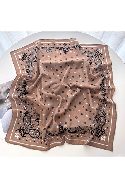 Choice5 MM1017-7-Khaki Luxury 70*70cm Square Scarf For Women Paisley Print Sh...