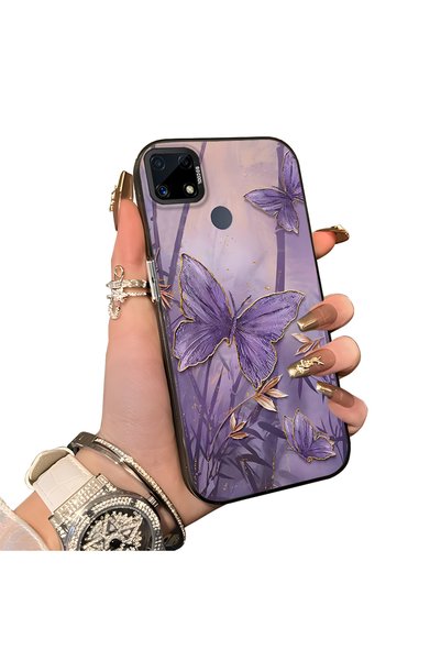 Hontinga Realme C25S Compatible Silicone Edge Hard Back Case Couple Phone Cas...
