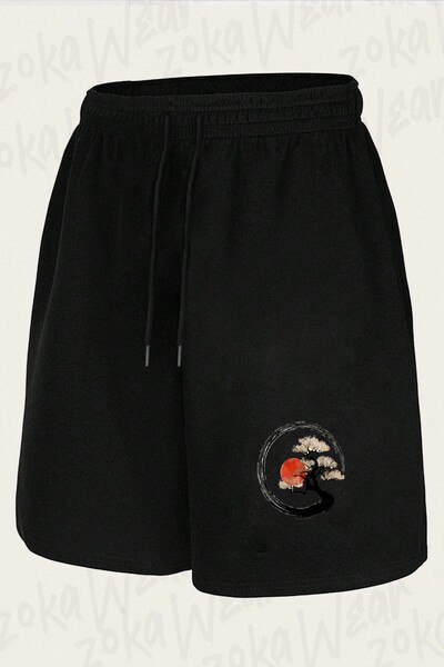 ZOKAWEAR Unisex Enso Circle and Bonsai Tree Design Printed Shorts