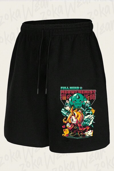 ZOKAWEAR Unisex Full Neko Meowchemist Design Printed Shorts