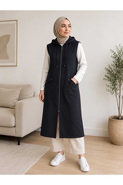 bubiee baby Aerobin Women's Hooded Zippered Long Vest with Pockets, Comfortab...