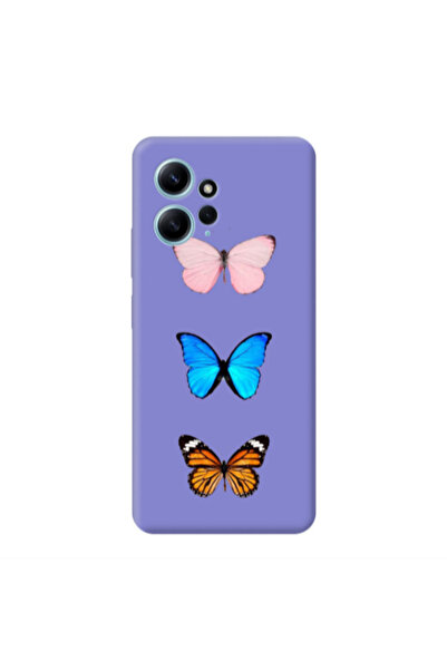 Other Xiaomi Redmi Note 12 4G Triple Butterfly Purple Colored Silicone TPU Θήκη