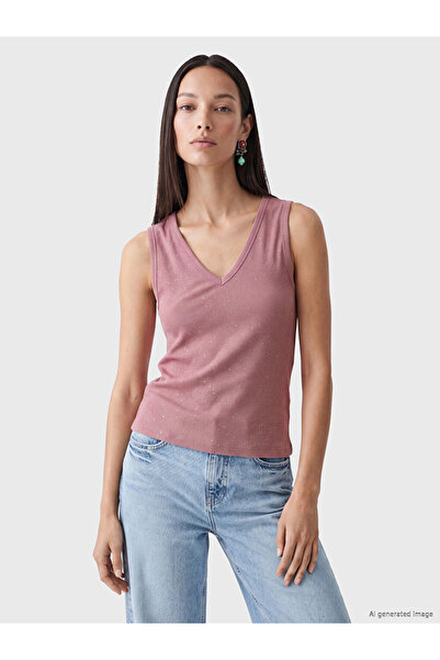 LC Waikiki Lcw Everyday Pink V-Neck Glittery Women's Undershirt