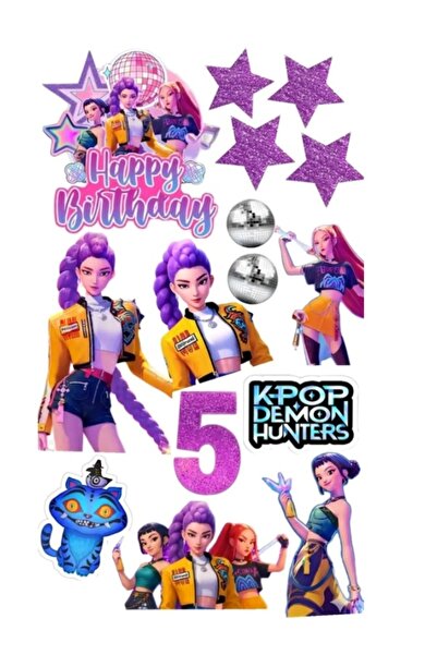 hediyehobihersey K-pop demon hunters 5th birthday cake topper - edible paper ...