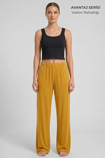 Aytuğ&Mısırlı Egyptian Women's Viscose Bottom Pajamas Mustard