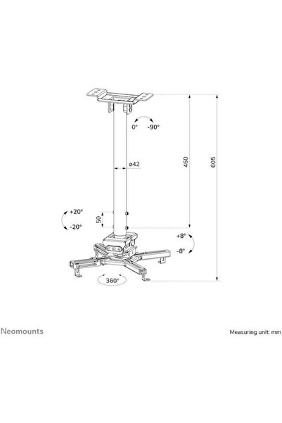 NEOMOUNTS Βάση οροφής για προβολέα, λευκή. Κωδικός: CL25-540WH1