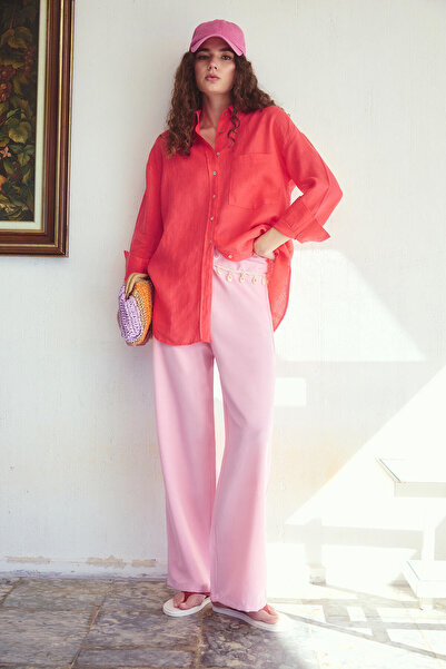 Touché Privé Linen Textured Tube-Let Pants