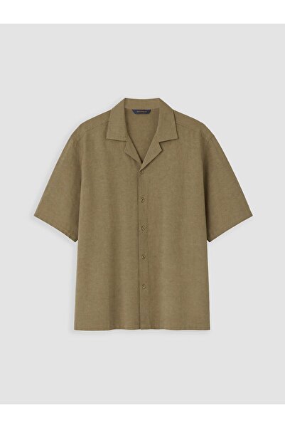 LC Waikiki Southblue Brown Relax Fit Linen Blend Men's Shirt