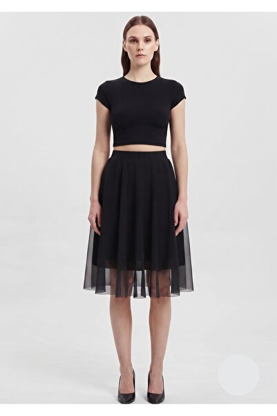 WAYS Women's Black Tulle Flared Skirt with Inner Diving Skirt