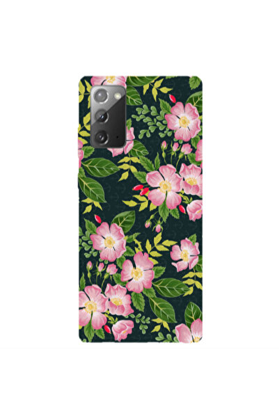 Other Samsung Note 20 Pink flowers green laves Transparent Silicone TPU Θήκη