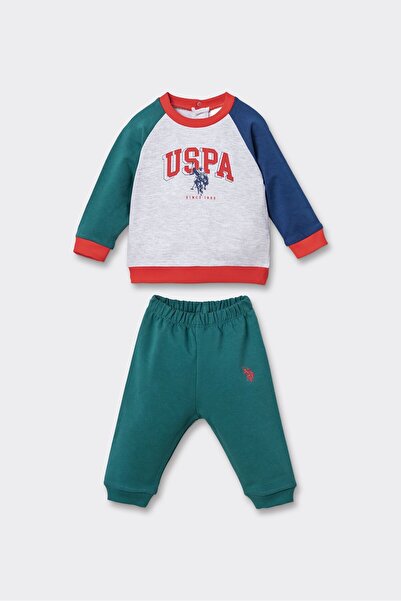 U.S. Polo Assn. Printed Baby Boy Gray Tracksuit Set Usb3174-C-V1