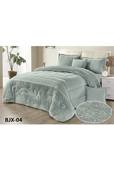 BIET ALMAFROSHAT Nefren Velvet Quilt Set on Fur, Consisting of 6 Luxurious Pi...