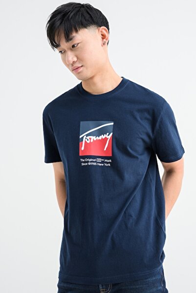 Tommy Jeans Bărbați& # x27;s Tricou casual cu logo, albastru închis, mărimea L