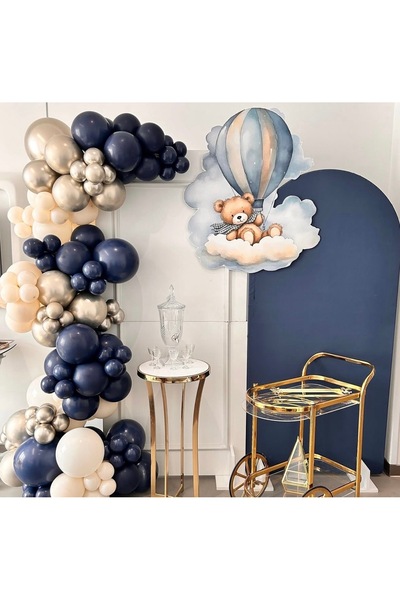 Çemrek Süs Parti Beige Chrome and Midnight Blue Balloon Chain Set of 100