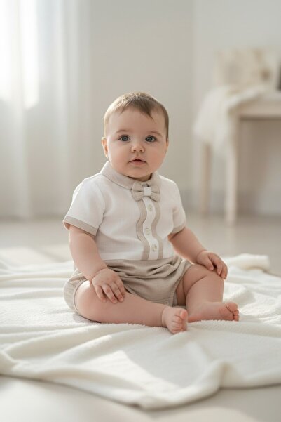 Mymio Baby Boy Buttoned Linen Overalls