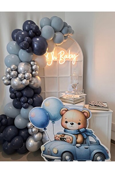 Çemrek Süs Parti Storm Blue Night Blue Silver Chrome Balloon Chain Set of 100