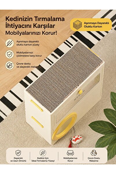 miniforms PatiNest Kedi Evi - Depolama Alanı - Tırmalama Alanı – 3 Fonksiyonlu Kedi Evi