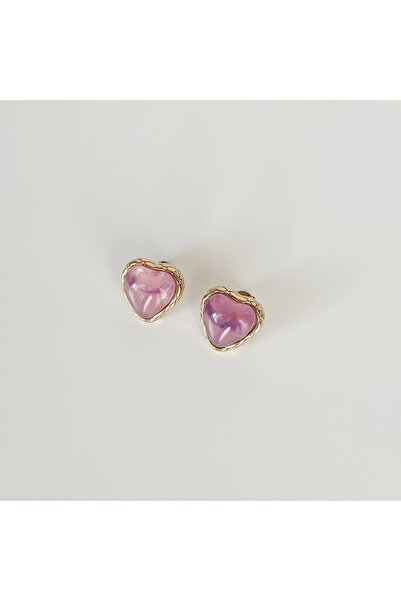 Vesce Atelier Lilac Heart Steel Earrings