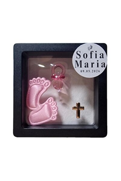 OEM Suvenir de botez în formă de cutie transparentă, roz deschis, 7 cm