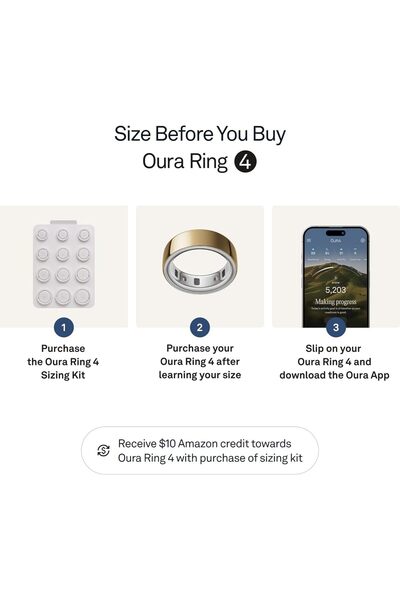 OURA Ring 4 - Gold - Size 7 - Smart Ring - Sleep Tracking Wearable - Heart Ra...
