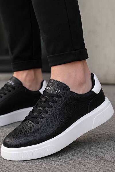 Lufian Men's Sneaker Black Genuine Leather Casual Shoes Comfortable Walking C...