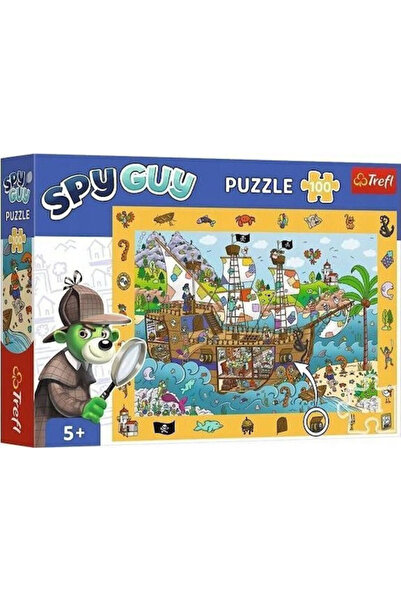 Trefl Puzzle de observație Omul Spion Nava Pirat 100 Piese