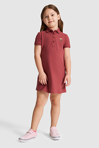 U.S. Polo Assn. Kız Çocuk Vişne Örme Elbise 50325597-VR223