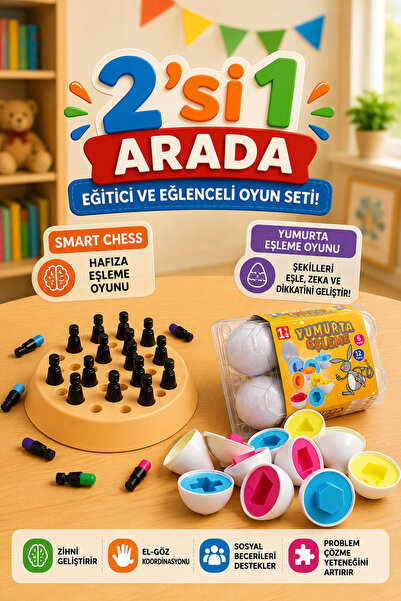 M&H 2'li Oyun Seti - Smart Chess - Yumurta Eşleme - Eğitici ve Öğretici Oyun ...