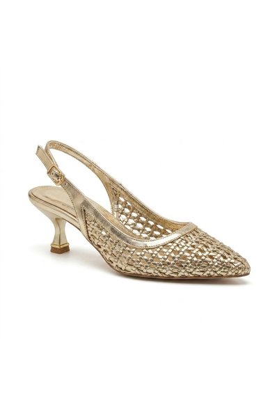 Alphus Vollex Knitted Material Heeled Open Back Women's Stylish Shoes