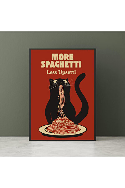 fingerjewerly Daha Fazla Spagetti Daha Az Üzüntü Siyah Kedi Poster Eklektik S...