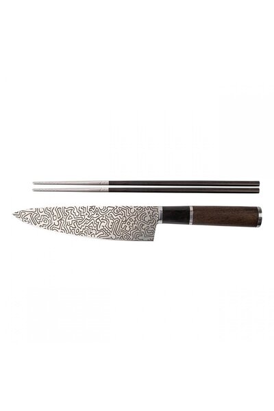 Homey's Set cutit de bucatar 21 cm si betisoare Saibashi, Homey's, lemn/inox