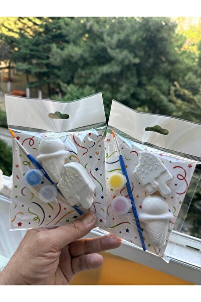 LİSYANTUS HOME 10 adet 5 Pakette Dondurma ve Güneş Figürlü Taş Boya Seti/Hedi...