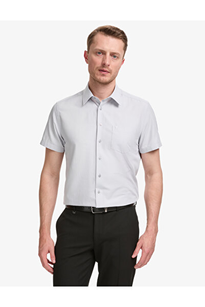 Pierre Cardin Açık Gri Regular Fit Kısa Kollu Gömlek 50325339-VR001