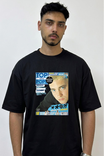 Anetos Eminem_62 Μαύρο μπλουζάκι με στάμπα σε σχέδιο Oversize