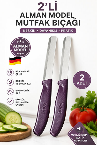ROOC 2'li Paslanmaz Çelik Mutfak Bıçağı Alman Model 21,5 cm - Çok Amaçlı Meyv...