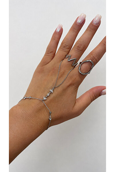 GLARE JEWELRY CO Arrow Detailed Zircon Stone Stainless Steel Shahmeran