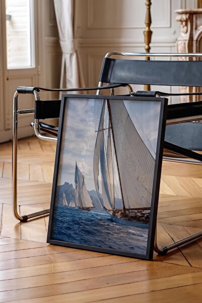 Postifull Sailboat Poster, Black Framed Poster, Old Money Series, No:113202