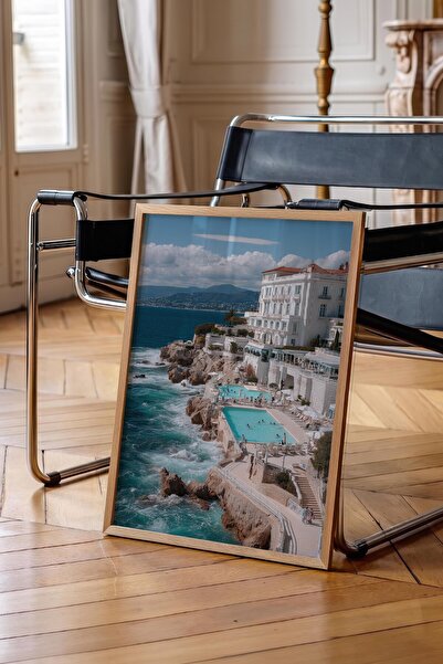 Postifull Sea and Building Poster, Wooden Framed Poster, Old Money Series, No...