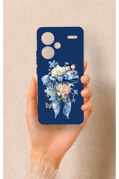 Vip Case Redmi Note 13 Pro Plus Compatible Blue Ribbon Flower Pattern Silicon...