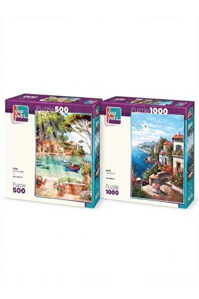 Tıfıl Toys Slope Houses and Hello to the Sun Double Puzzle Set - 1000 + 500 P...
