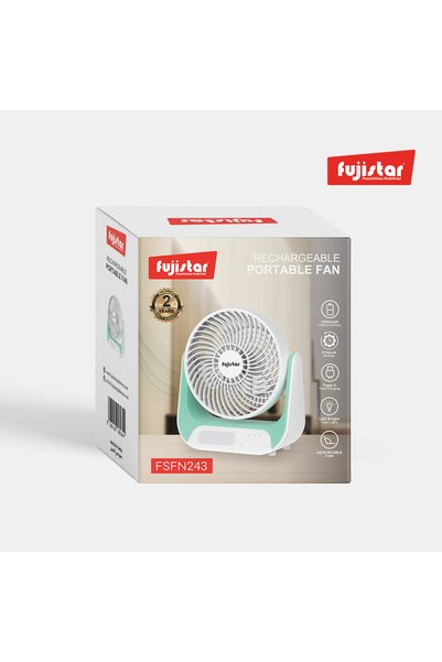 fujistar 6 بوصة قابلة لإعادة الشحن، 6 واط، 6 مصابيح LED، 1200 مللي أمبير، شحن USB 5 فولت، 3 سرعات - رقم الموديل FSFN243