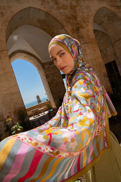 Silk Home Riva Shawl Tencel Botanical Floral Oil Green