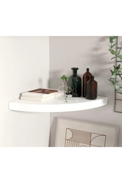 co arma Modern White Wall Corner Shelf - Hidden Mount Space-Saving Floating S...