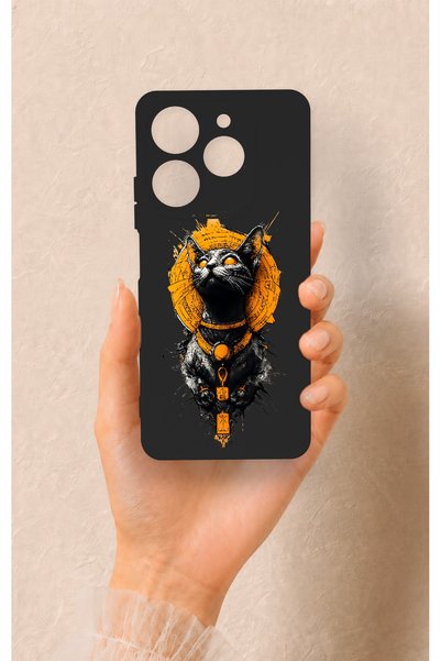 Vip Case حافظة سيليكون متوافقة مع هاتف Tecno Spark 10 Pro بنمط القط المصري