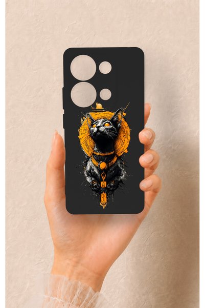 Vip Case حافظة سيليكون متوافقة مع هاتف Redmi Note 13 Pro 4G بنمط القط المصري